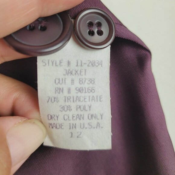 Vintage Alex Garfield Garfield & Marks Women's Blazer Jacket Sz 12 Dark Purple - Picture 11 of 12